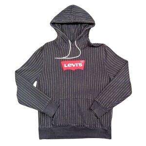 Y2K Levis Mens Striped Blue Hoodie Size L for Men